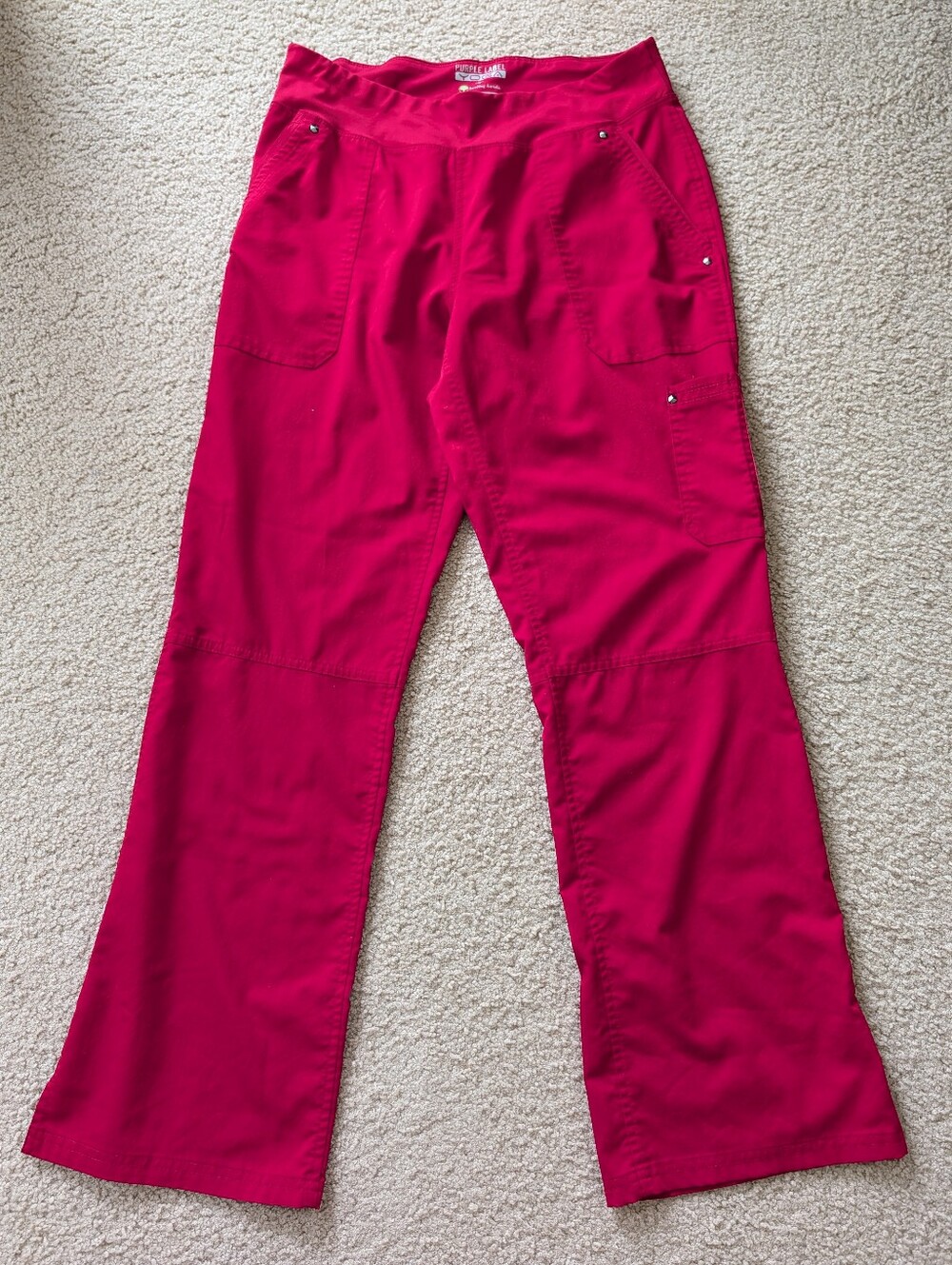 Purple Label Yoga By Healing Hands Utility Scrub Pants Red Sz M
